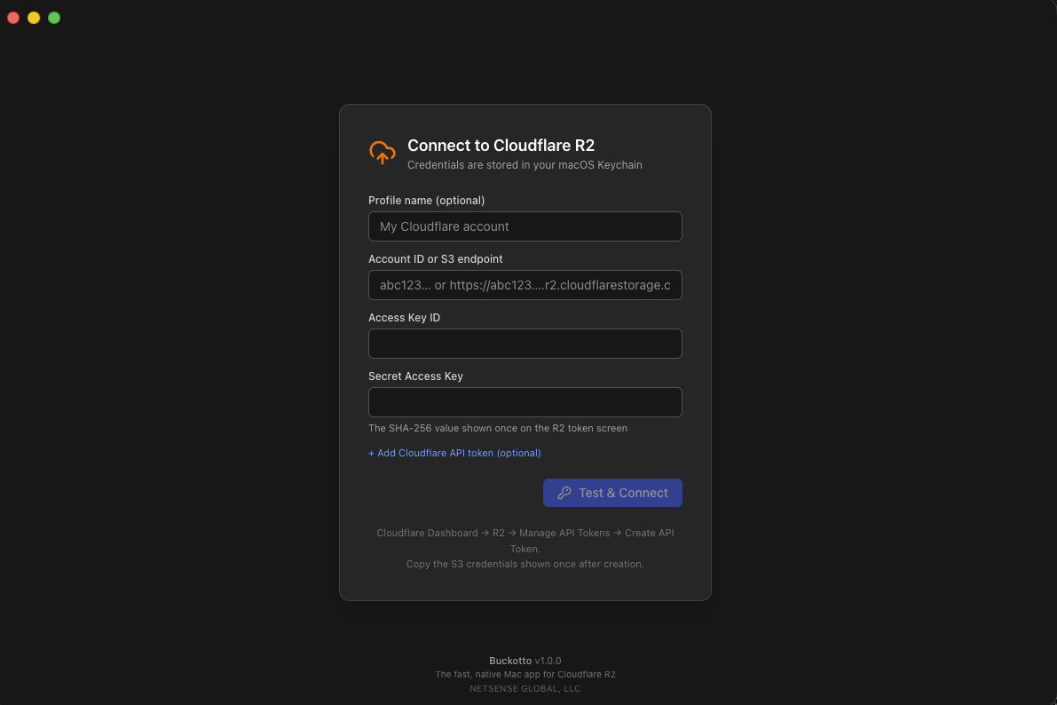 The Connect to Cloudflare R2 onboarding screen